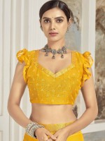 Yellow Chiffon Printed Saree